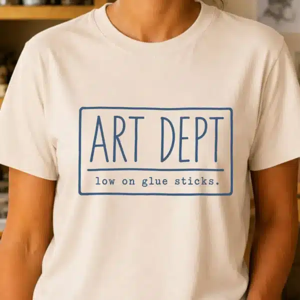 Art Teacher Supplies Shirt – Low on Glue Sticks Funny Tee - Image 3