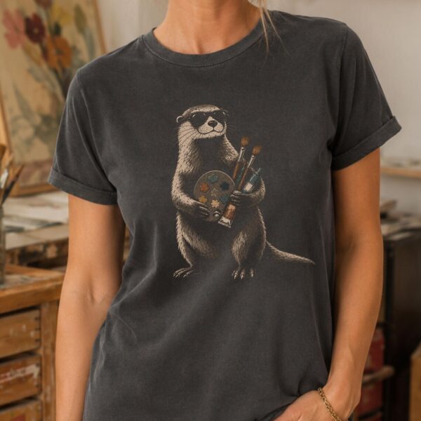 Otter Artist Shirt – Funny Art Teacher Graphic Tee - Image 3