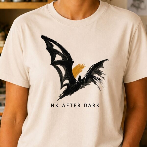 Halloween Artist Shirt – Ink After Dark Bat Spooky Scary Graphic Tee - Image 2