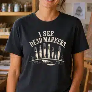 Marker art shirt featuring I See Dead Markers design