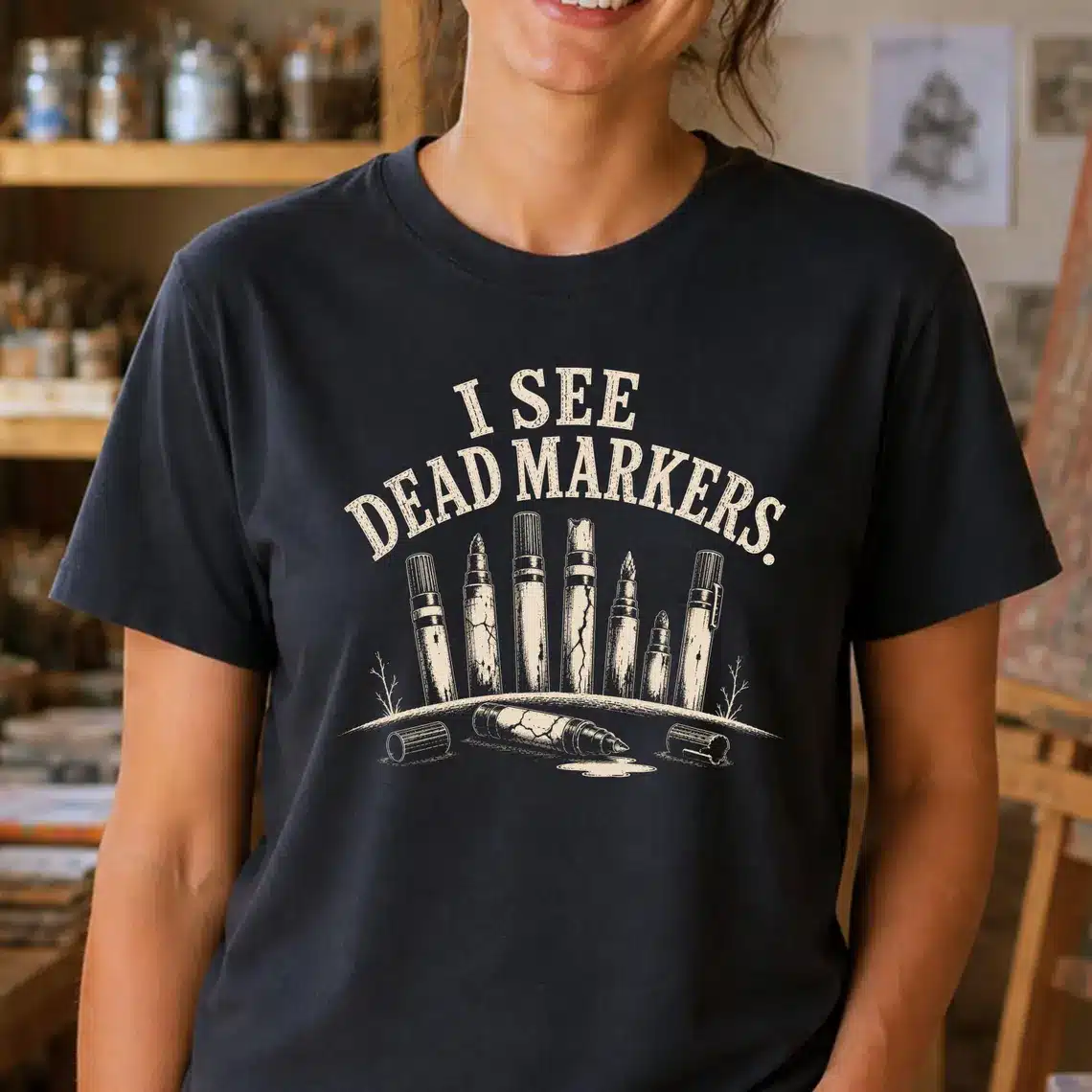 Marker art shirt featuring I See Dead Markers design