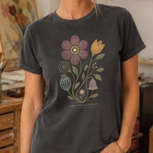 Nordic floral shirt featuring Scandinavian botanical artwork