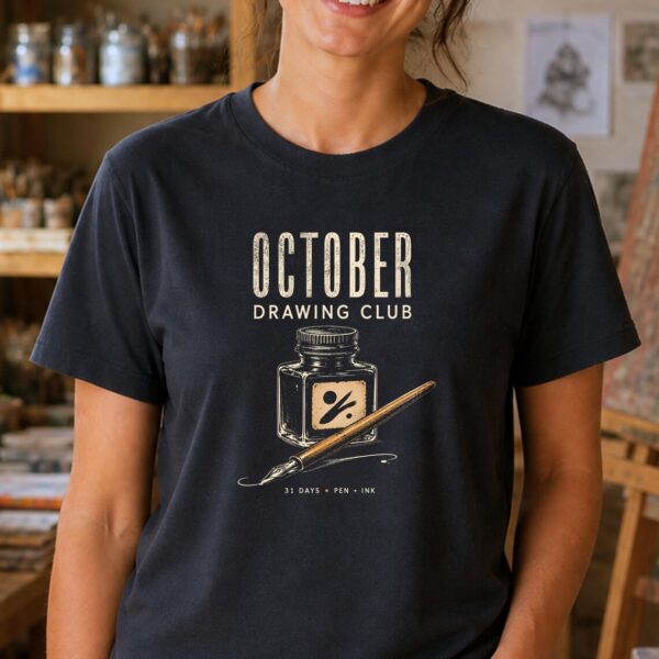 October Drawing Challenge Shirt – Drawing Club Inspirational Artist Tee - Image 3