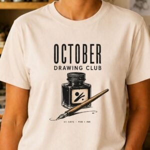 October drawing challenge shirt featuring Drawing Club design