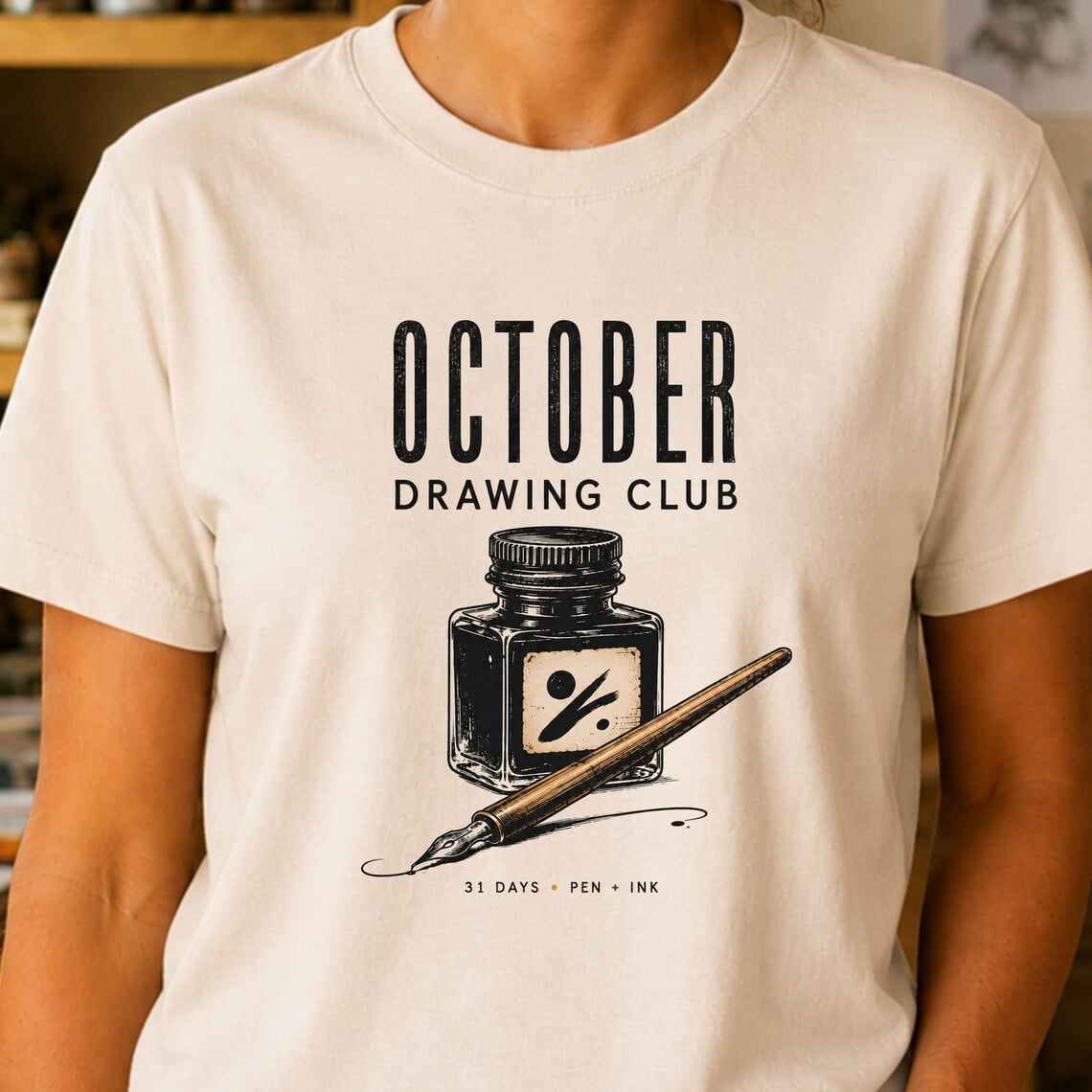 October drawing challenge shirt featuring Drawing Club design