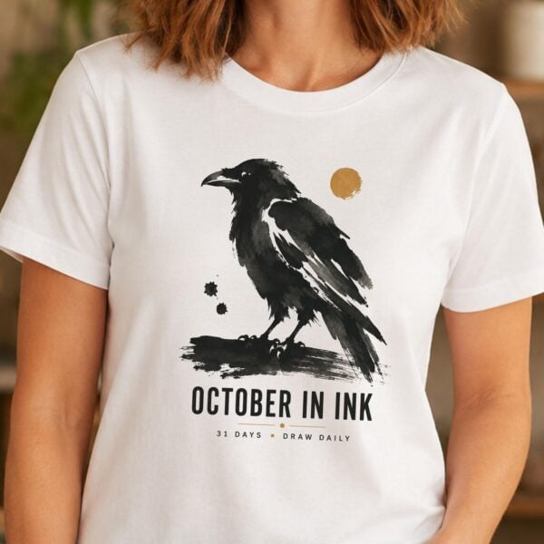 October Art Challenge Shirt – October in Ink Artist Tee Inspiring - Image 3