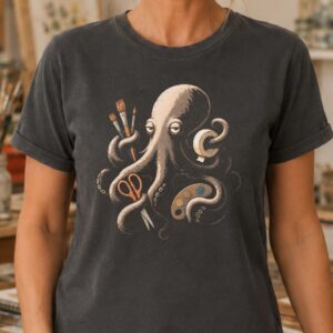 Octopus art shirt featuring vintage illustrated octopus