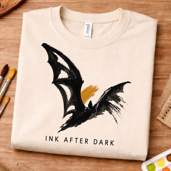 Halloween Artist Shirt – Ink After Dark Bat Spooky Scary Graphic Tee - Image 3