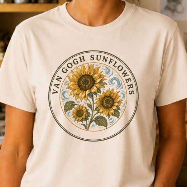 Van Gogh Sunflower Shirt – Vintage Art Lover Inspiring Graphic Tee - Image 2