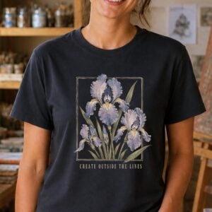 Van Gogh iris shirt featuring vintage floral artwork