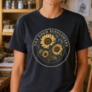 Van Gogh sunflower shirt featuring vintage floral artwork