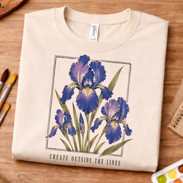 Van Gogh Iris Art Teacher Shirt, Create Outside the Lines Tee, Vintage Botanical Teacher Shirt, Art History Teacher Gift - Image 3
