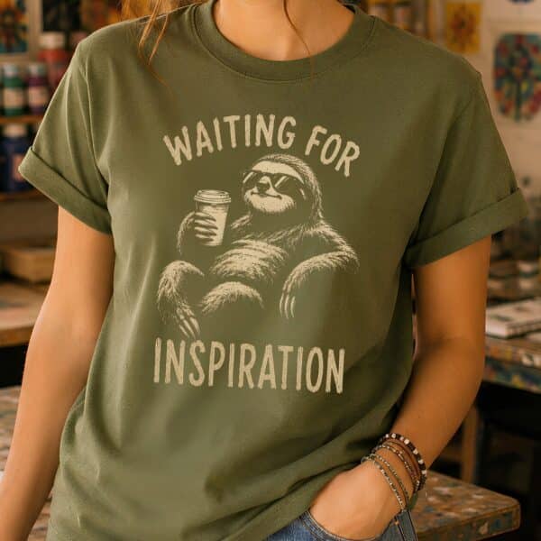 Artist Procrastination Shirt – Waiting for Inspiration Funny Tee - Image 2