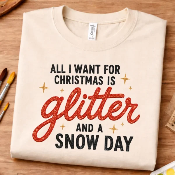 Christmas Teacher Gift – Glitter and a Snow Day Funny Shirt - Image 3
