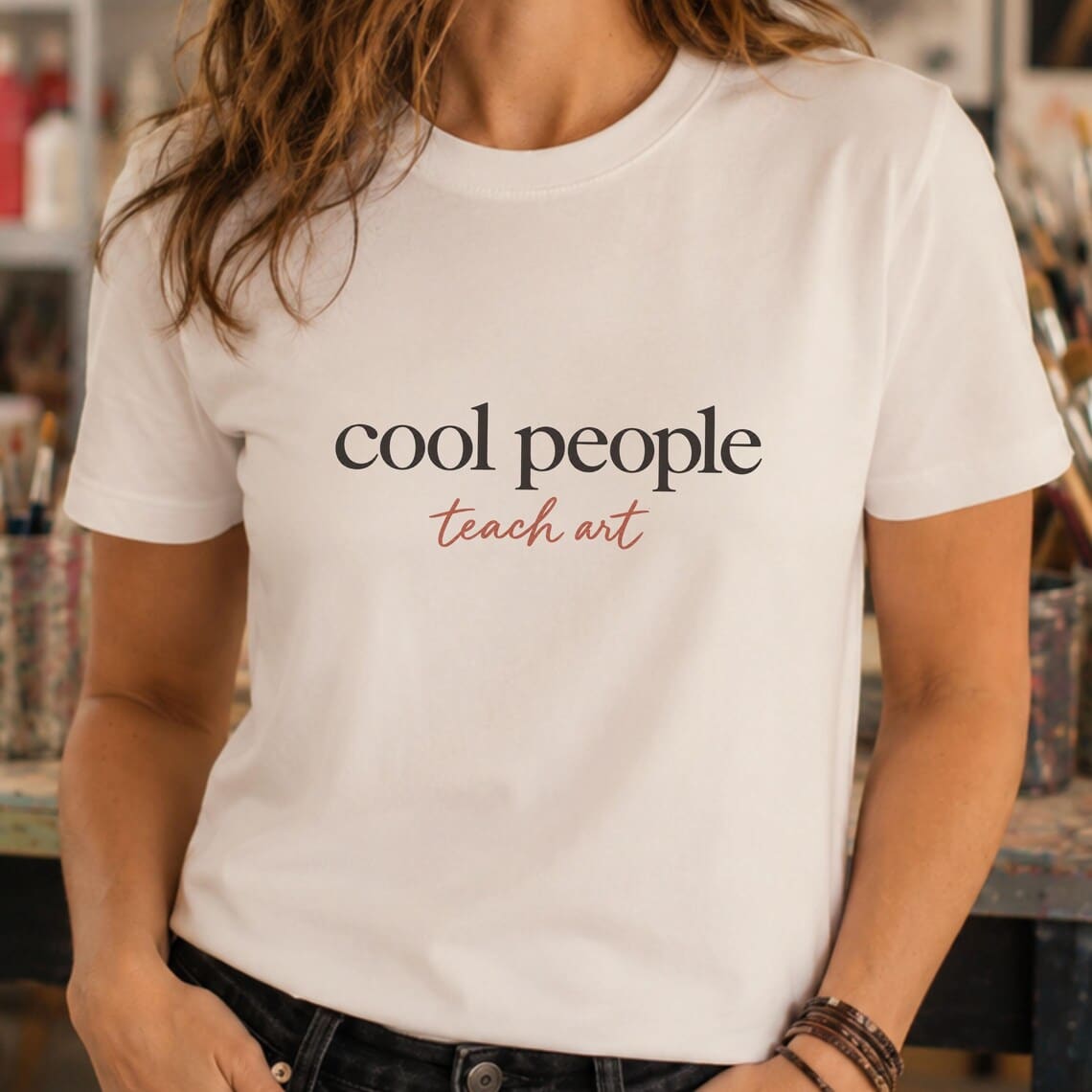 Art teacher gift shirt featuring Cool People Teach Art