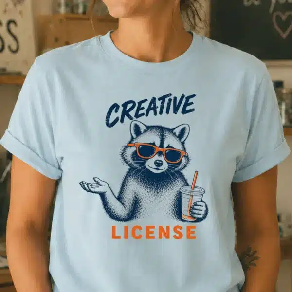 Funny Artist Gift – Creative License Raccoon Shirt - Image 3