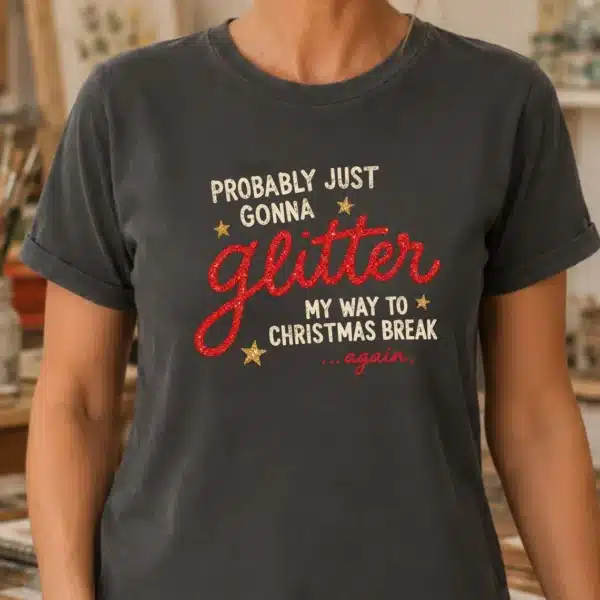 Christmas Art Teacher Shirt – Glitter My Way to Break Funny Tee - Image 3