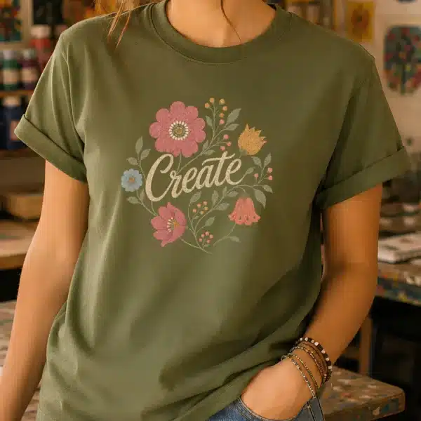 Floral Artist Shirt – Create Vintage Flower Inspiring Graphic Tee - Image 2