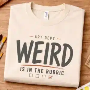 Art department shirt featuring Weird Is in the Rubric