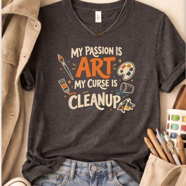 Funny Art Teacher Gift – My Passion Is Art Cleanup Shirt - Image 3