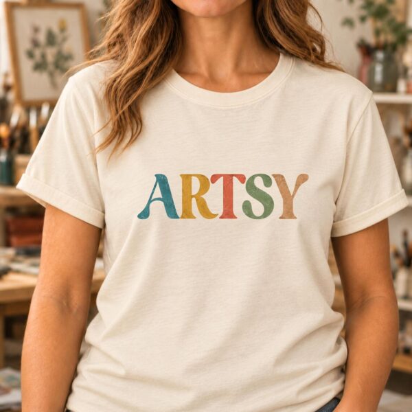 Artsy Shirt – Colorful Retro Artist Vibrant Graphic Tee - Image 3