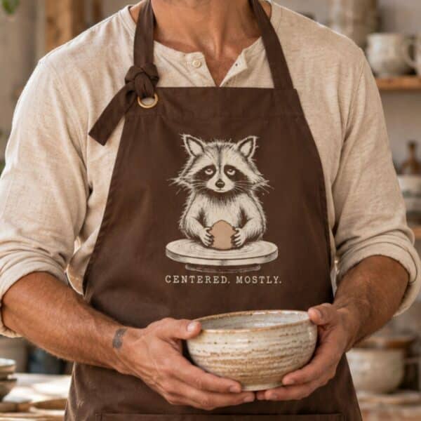 Raccoon Pottery Apron – Centered Mostly Funny Ceramics Gift - Image 3