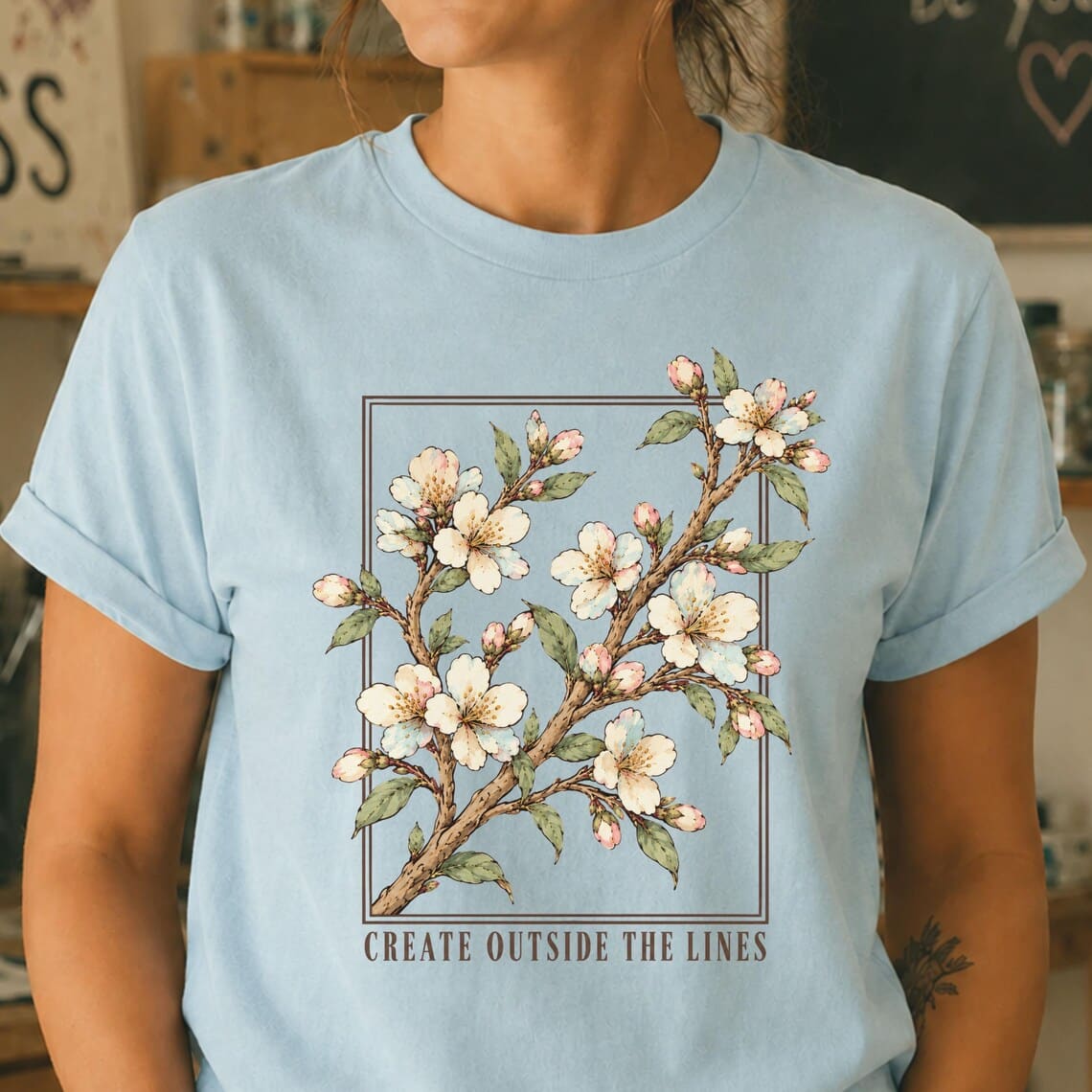 Cherry blossom artist shirt featuring Create Outside the Lines