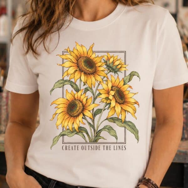 Sunflower Art Teacher Shirt – Create Outside the Lines Inspiring Shirt - Image 3
