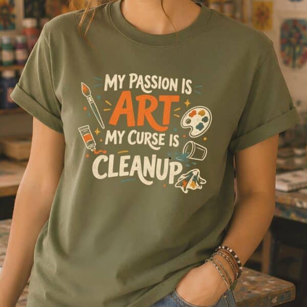 Funny Art Teacher Gift – My Passion Is Art Cleanup Shirt - Image 2