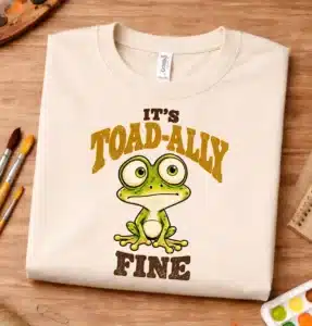 Funny frog shirt featuring It's Toad-ally Fine design