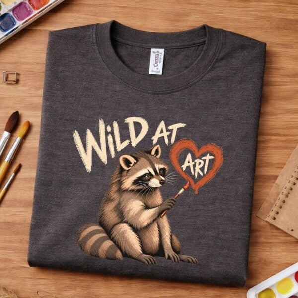 Art Lover Raccoon Shirt – Wild at Art Funny Artist Tee - Image 2