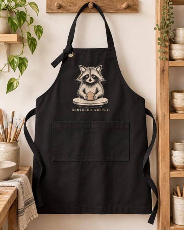 Raccoon Pottery Apron – Centered Mostly Funny Ceramics Gift - Image 4