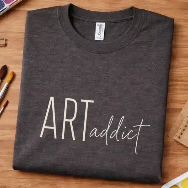 Artist Graphic Tee – Art Addict Minimalist  Shirt - Image 2