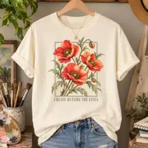 Poppy flower artist shirt featuring Create Outside the Lines