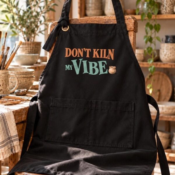 Pottery teacher apron featuring Don't Kiln My Vibe