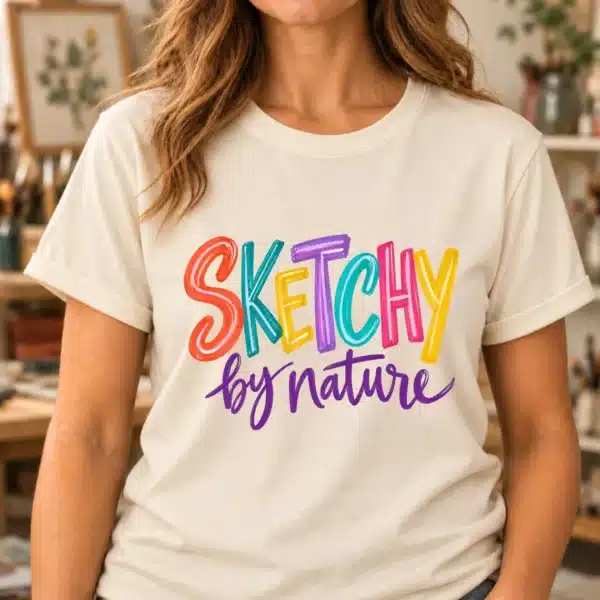 Sketch Artist Shirt – Sketchy by Nature Colorful Funny Tee - Image 3
