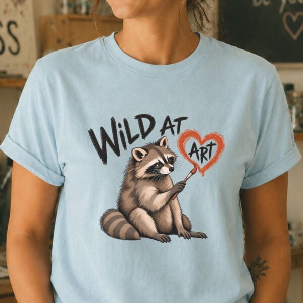 Art Lover Raccoon Shirt – Wild at Art Funny Artist Tee - Image 3
